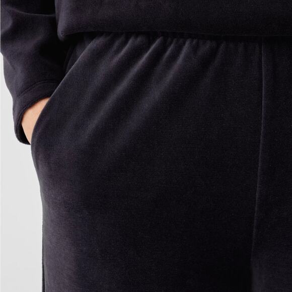 NWT Eileen Fisher black velour easy fit full length pants - Picture 2 of 14